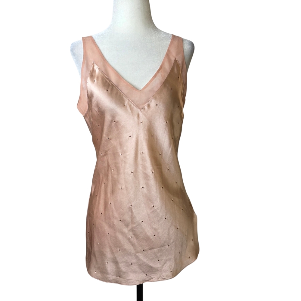 Ted Baker studded Blush V neck silk Satin with lace contrast  Camisole